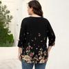 Women's Plus Size Floral Print 3/4 Sleeve Casual Top, Fashionable Loose Fit Blouse for Everyday Wear and ,