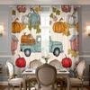 2pcs Vintage Truck Pumpkin Maple Leaf Print Double-sided Curtains for Living Room and Bedroom Light Blocking