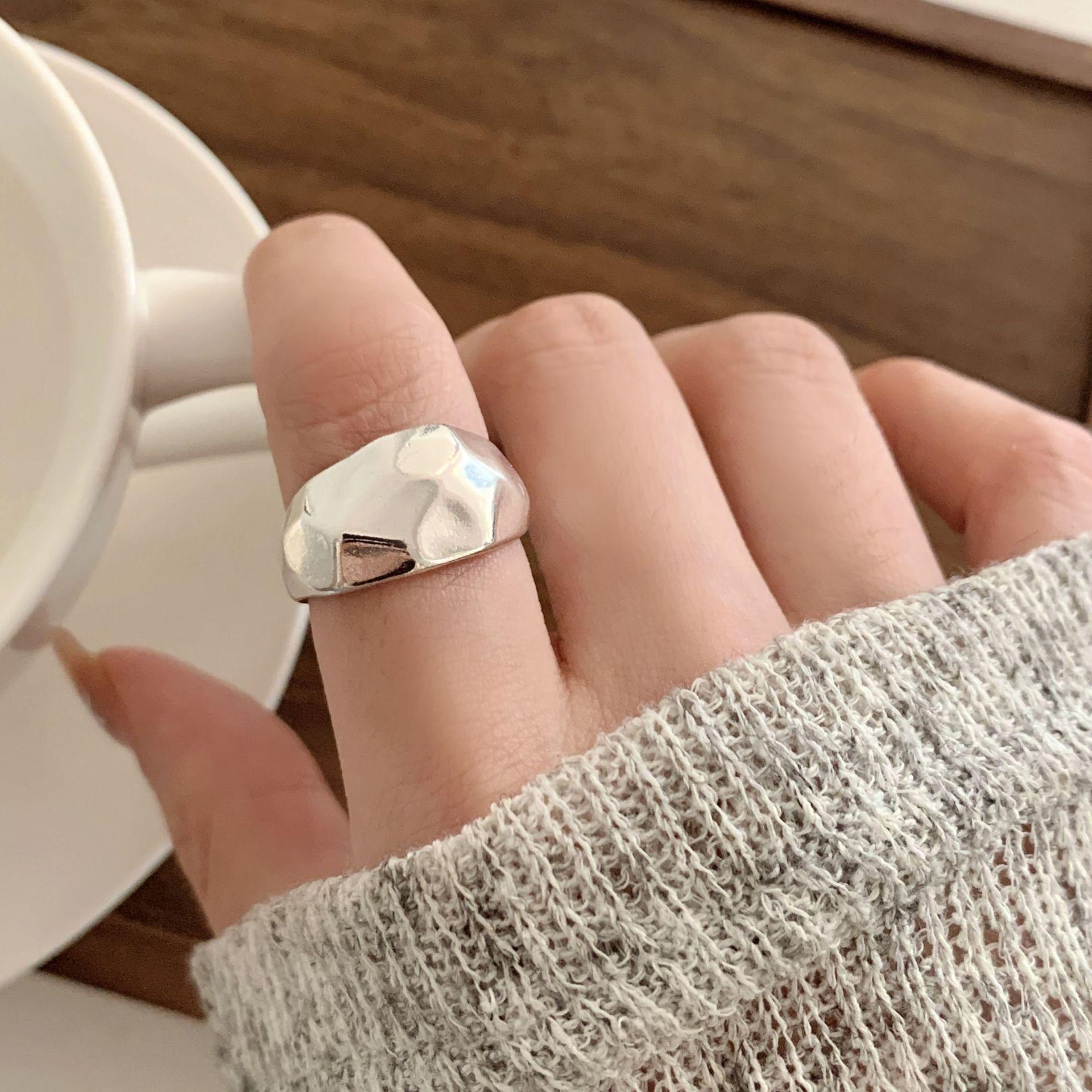 Trendy Geometric Faceted Adjustable Wide Ring for Women – Versatile and Stylish Index Finger Ring Open Adjustable jz7960