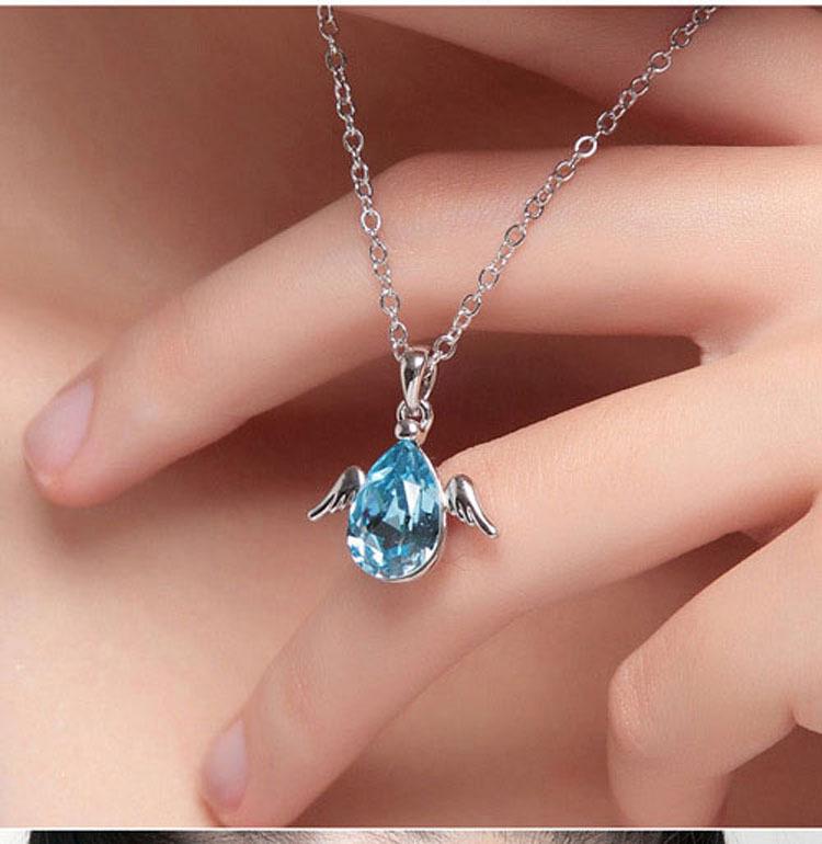 Korean Fashion Imitation Silver Zircon Pendant Necklace for Women