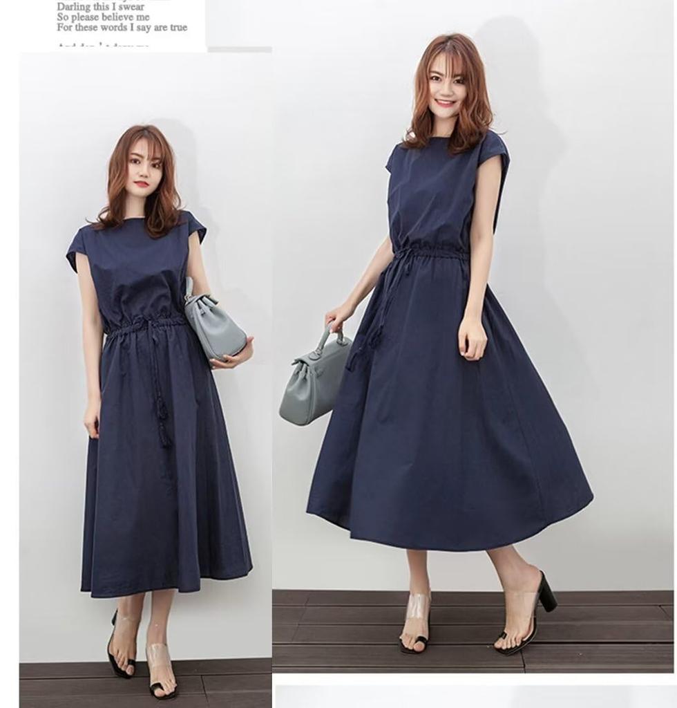 Yucahype Long and Tassel Short Loose School Women's Dress, Summer, Spring, Autumn, Linen-Cotton Blend, String, Sleeves, Stylish, Fit, Slimming, Cute,