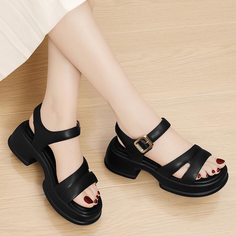 Thick-soled Blocky Heel High-end Roman Fashion Sandals Women Wear New Women's Strap Women's Shoes In Summer