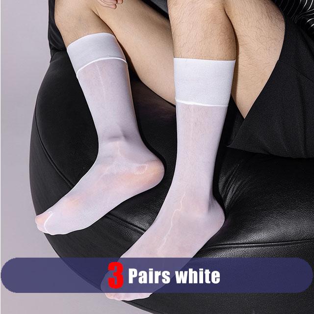 3 páry Pánské dlouhé ponožky Hedvábné Business Jednobarevné Tenké Nylonové Lehké Prodyšné Měkké Elastické Pod koleno Lýtko Formální oblečení Posádkové Společenské ponožky