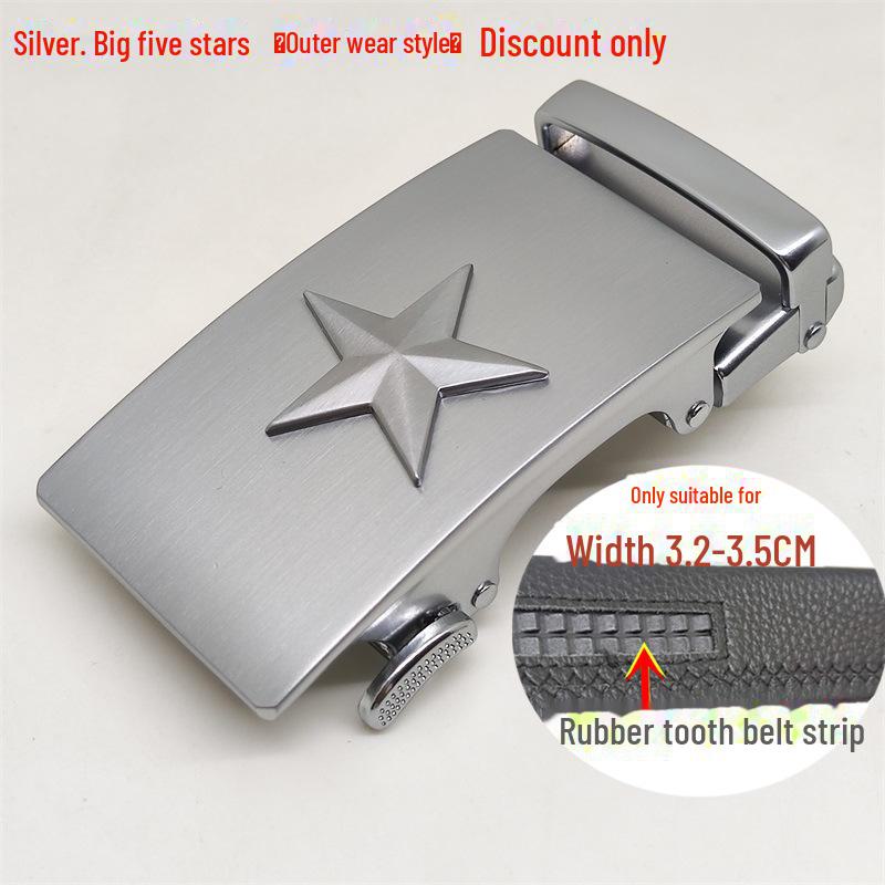 Five-Star Men's High-End Military Alloy Belt Buckle with Automatic Clasp