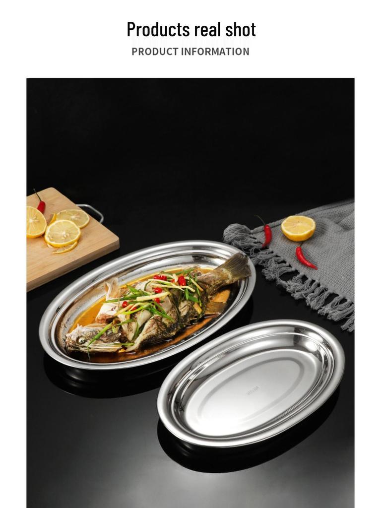 304 Lebensmittelqualität Edelstahl Ovales Fischgericht für Straßenverkauf und Heimversammlungen