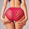 Nahtlose Hohlstreifen-Kontroll-Slips für Damen mit hoher Taille, Eisseide, Po-Lifter-Höschen, Plus-Size-Shapewear