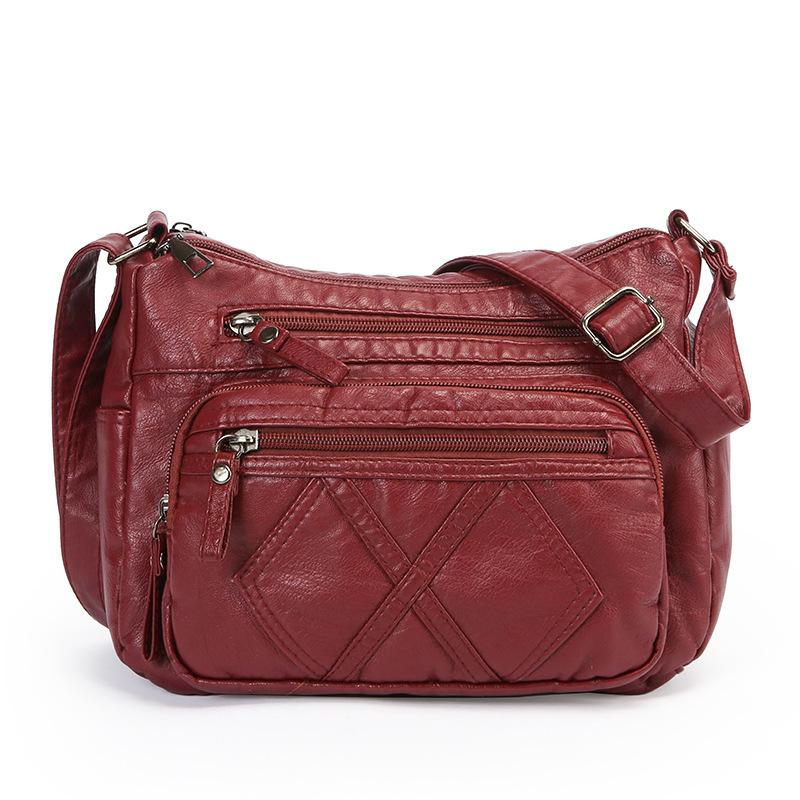 Fashion mother bag new women's bag multi-layer large-capacity soft leather shoulder messenger bag simple retro backpack women