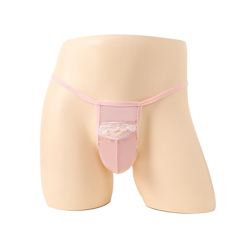 Men's stretch panties, ribbon full-pocket triangle sex underwear, men's sex thong panties