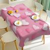 1pc Romantic Pink Heart Print Polyester Tablecloth - Rectangular, Washable with Elastic Edge for Perfect Fit | Ideal for Indoor/Outdoor Dining, Partie