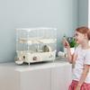 2 -Tier Hamster Cage with 3 Doors, Wheels, Bedding and Play Tubes, Steel, PS and PP Pet Cage, 44.5x28x44 cm, Cream and White
