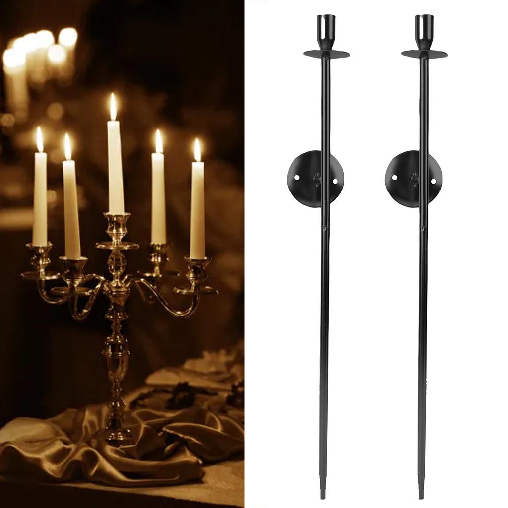 2pcs Wall Mount Candle Holders Decor for Home Modern Vintage Large Candlestick Art for Dining Room Fireplace Living Room Bedroom 25.0in