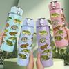 1PC Reptile Lizard Group Animal Print 750ml Color Plastic Sports Water Bottle Leakproof Flip Straw Lid Suitable for Sports Office Home Use