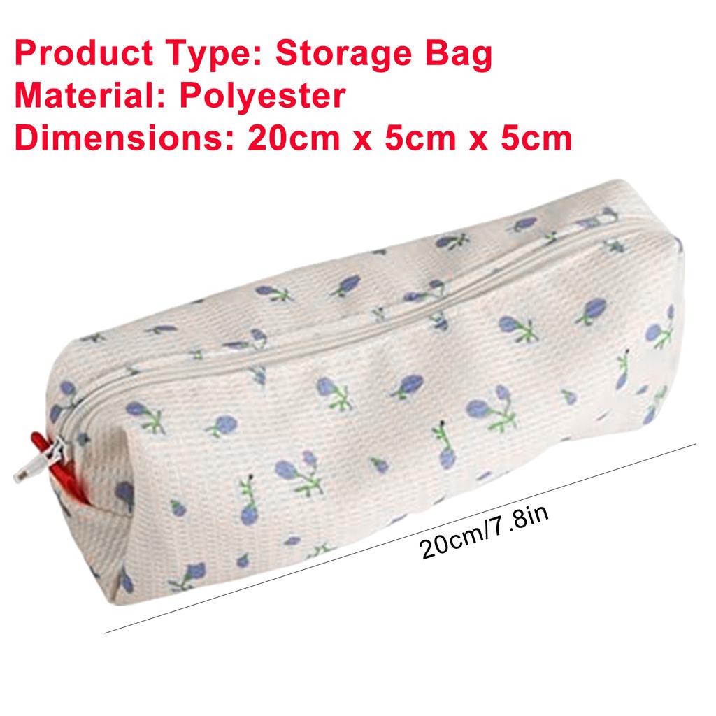 Cream Pencil Bag Zipper Makeup Brush Holder Corduroy Pencil Case Pouch Box Organizer Gift For School Student Teen Adults Travel
