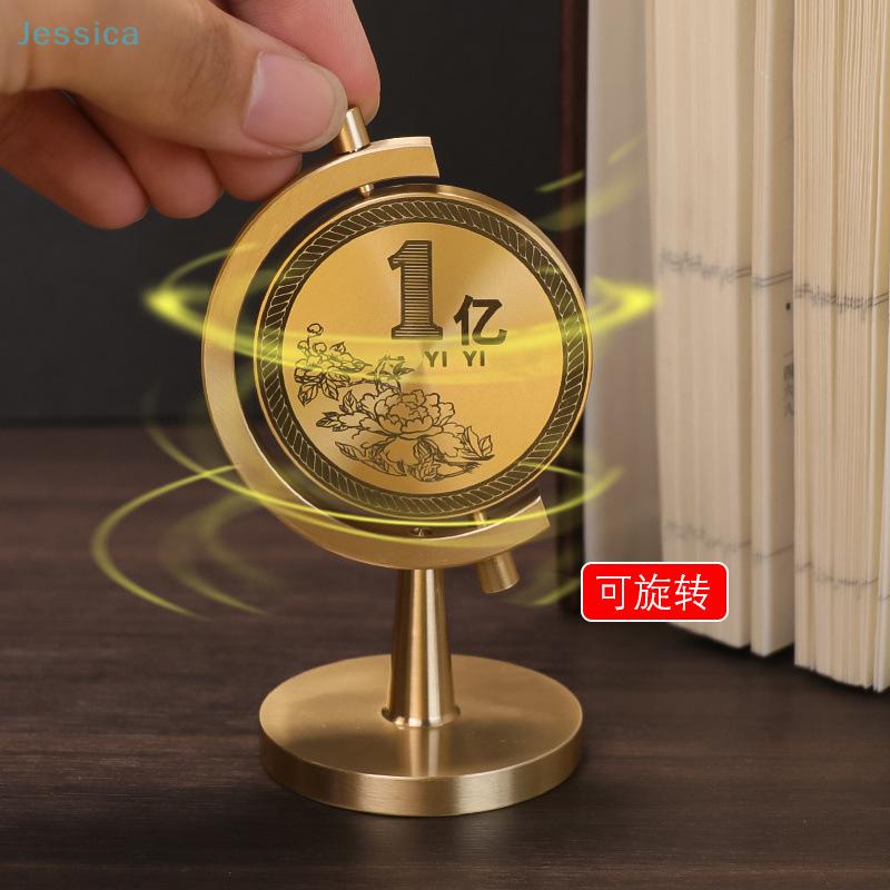 Brass 100 Million Small Target Spinning Stress Relief Desktop Light Luxury Office Living Room Creative Craft Ornament