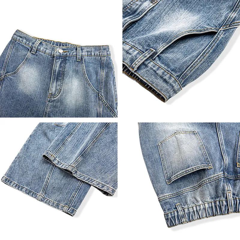 2026 Men Straight Leg Jean Pants Men Denim Pants High Waist Patchwork Vintage Knife Pants Male Streetwear Trousers Casual Wear