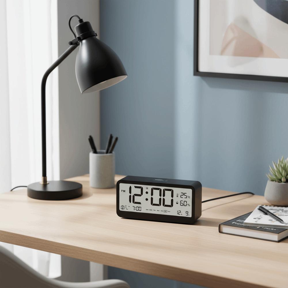 Intelligent Electronic Digital Alarm Clock LED Large Screen Rectangular Temperature and Humidity Smart Clock