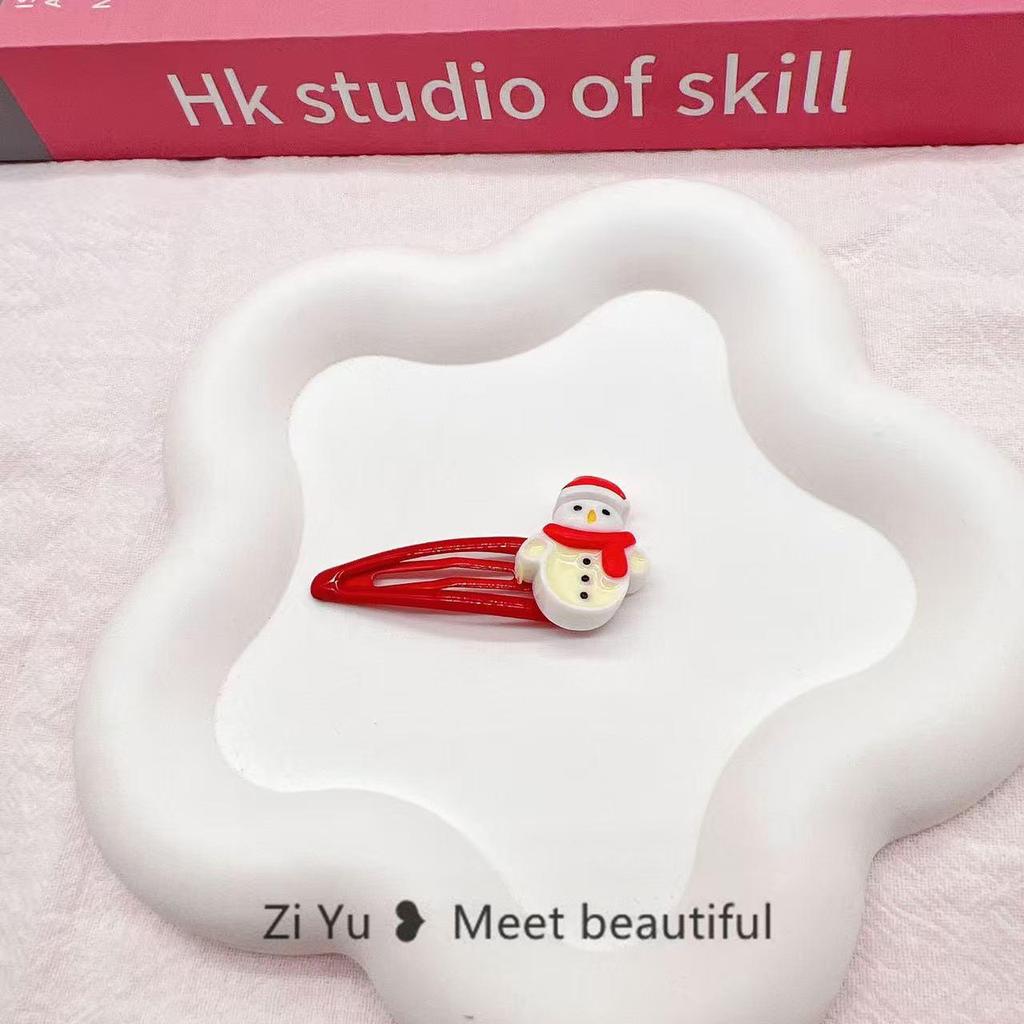 Festliche Weihnachtsmann- & Schneemann-Rote BB-Haarspange für Neujahr und Weihnachten.