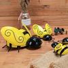 4Pcsset Wrought Iron Bee Hanging Ornament Garden Balcony Courtyard Metal Craft Wall Decoration