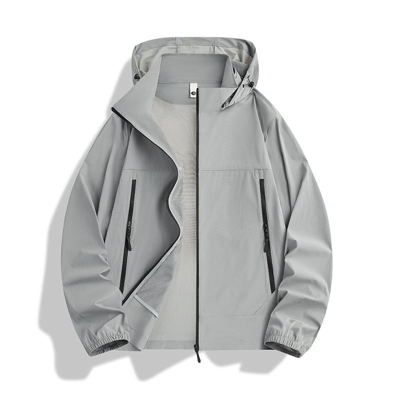 Outdoor sunscreen clothing men's and women's summer ice silk quick-drying hooded skin clothing UV protection light breathable sunscreen jacket