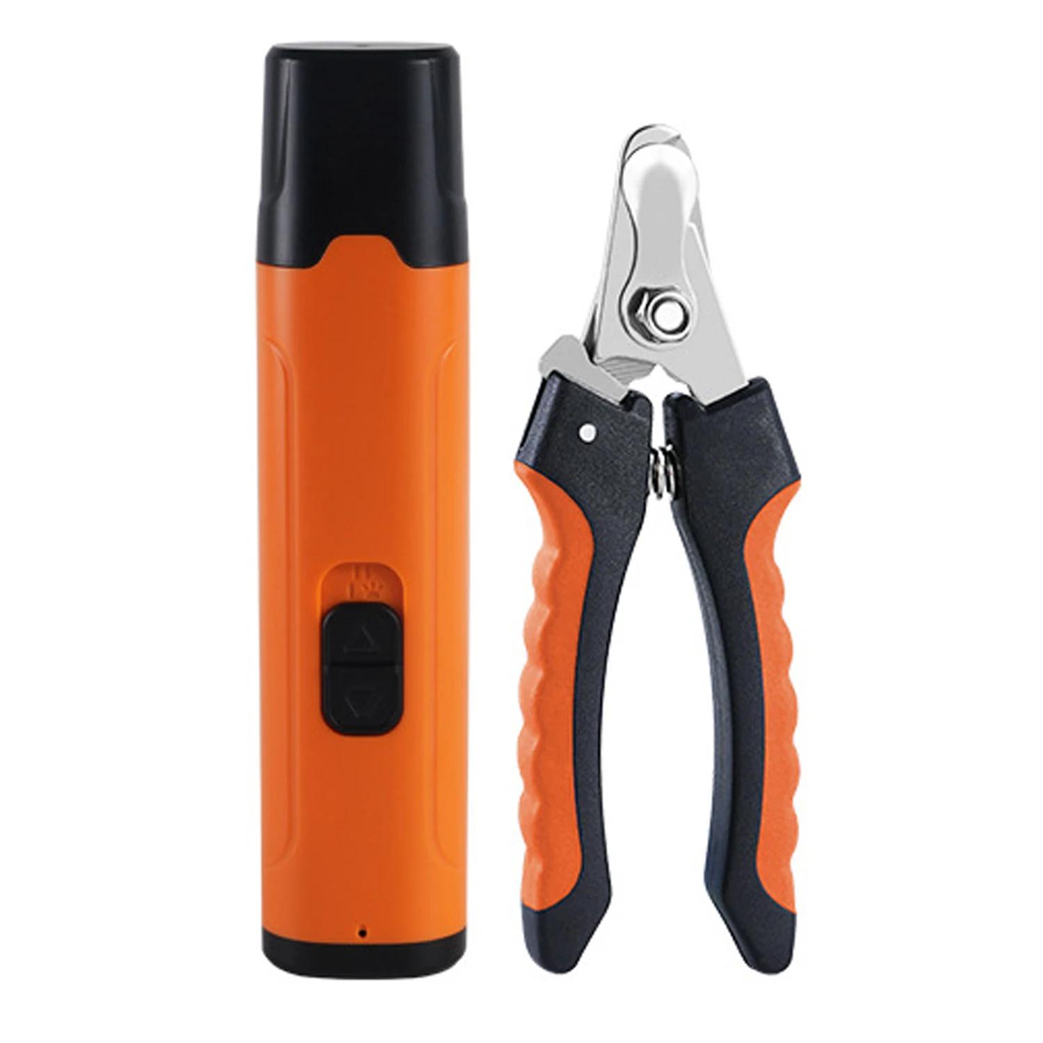 Electric Dog Nail Grinder and Dog Nail Clipper Trimmer Set Pet Paw Trimmer with Safety Guard Rechargeable Nail Grinder with LED оранжевый