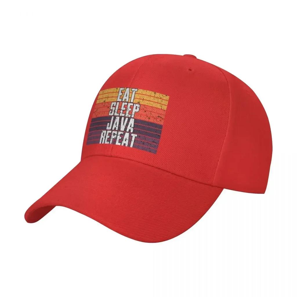 Retro Sunset  Eat Sleep JAVA Repeat  Programmer Humor  JAVA Programming Language Baseball Cap