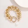 Goth Vintage Imitation Pearl Pendant Bracelet Women Hip Hop Heavy Metal Chunky Lock Chain Bangles Couple Friends Hand Jewelry