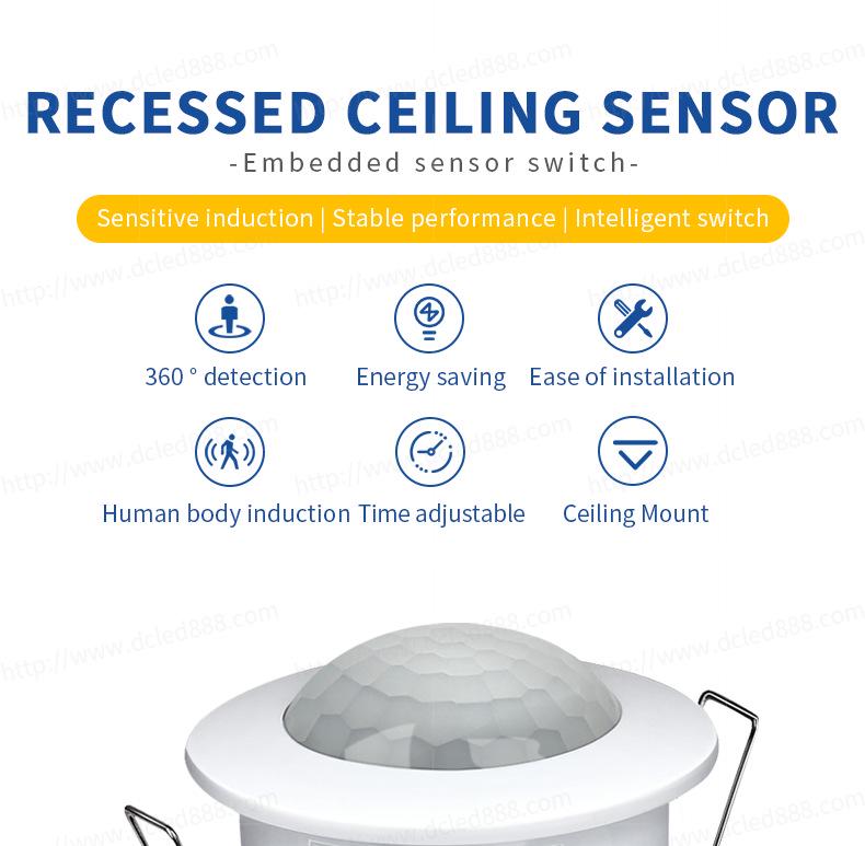 360° Recessed Infrared Ceiling Motion Sensor PIR