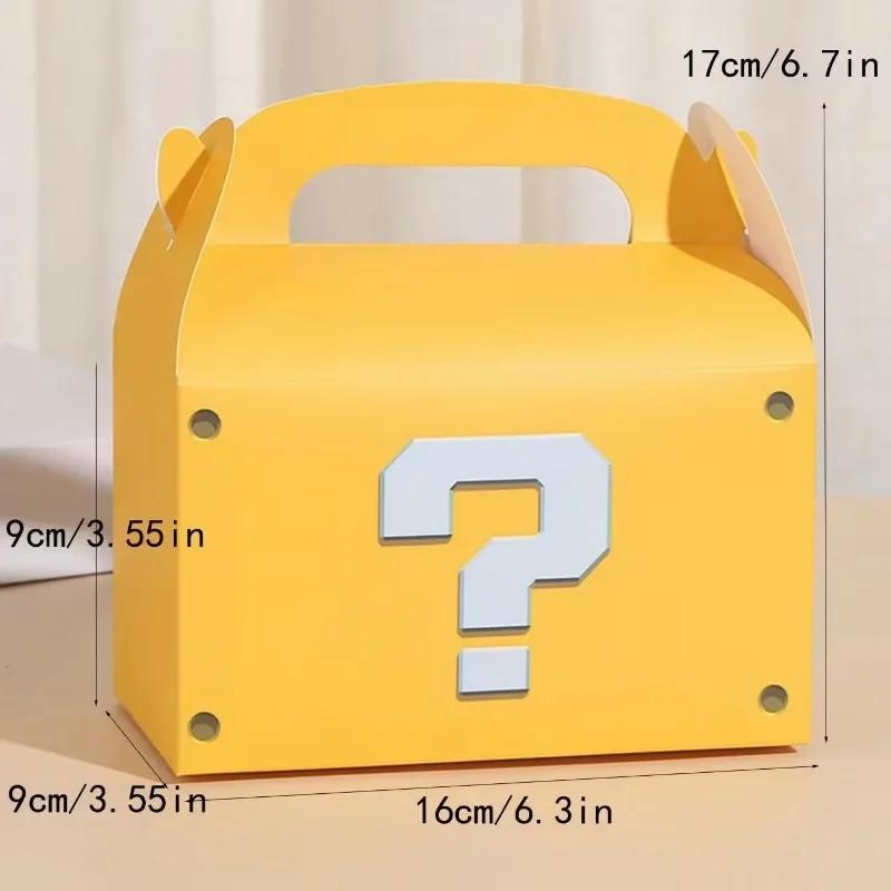 10-80PCS Yellow Question Mark Candy Box with Handle Wedding Favor Gift Box Fold Bread Packaging Bag Birthday Party Decoration