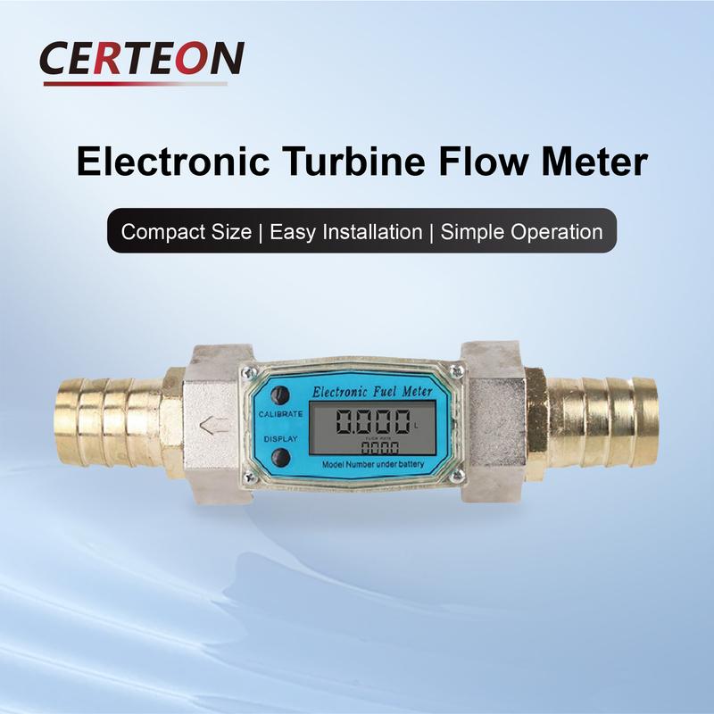 Electronic Fuel Meter Electronic Turbine Flowmeter Diesel Water Liquid Digital Aluminum Alloy 1" 1.5" 2" LCD