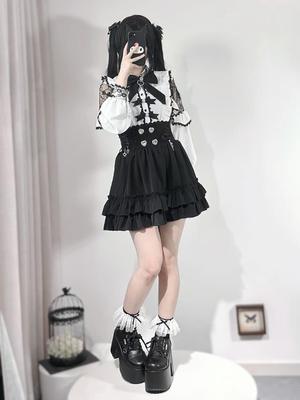 Women's Japanese Academy Style Slimming Skirt Set: Autumn White Long-Sleeve Shirt & High-Waisted Short Skirt Two-Piece