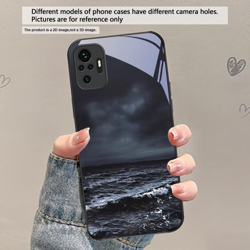 Abstrakte Moderne Wellen Für Redmi Note 14 Pro+ 13 Pro 8 9 9S 12S 10 Pro 11 12 13C 14C A3 12 13 K60 Ultra Schwarze Glas Handyhülle