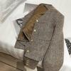 Chaqueta de tweed corta vintage para mujer, elegante blazer corto coreano de otoño, de un solo pecho, combina con todo, ropa de abrigo informal y elegante