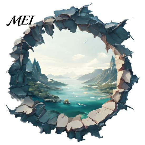 Creative Wall Breaking Effect 3D Mountain & River Landscape Sticker, PVC Waterproof Mural, Peel And Mural for Glass Windows Stick Decals Living