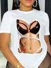 Sexy T-skjorter med kroppstrykk Basic Topp T-skjorte Harajuku-stil Høy kvalitet Sommer Dame Skjorte Korte Ermer Hals Mote Casual Klær
