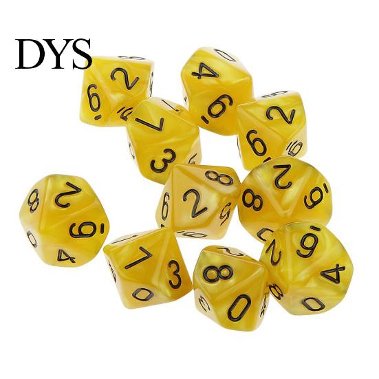 10 יחידות קוביות פוליהדרליות D10 בצבע אחיד רב-צדדיות למשחקי TRPG, אביזרים למסיבה, מתנה