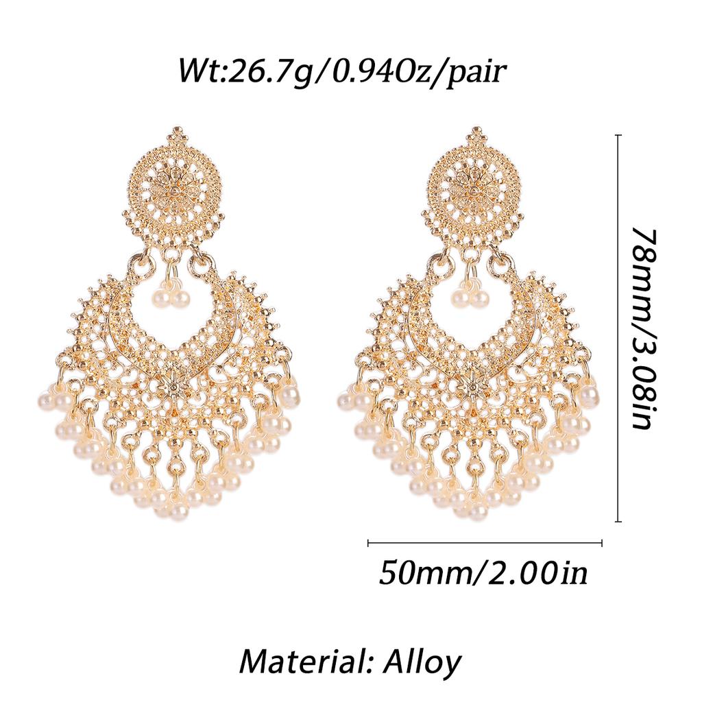 New Ethnic Gold Color Indian Jhumka Earrings for Women Pendient Heart Shape Beads Tassel Earring 2023 Vintage Brincos Zircon
