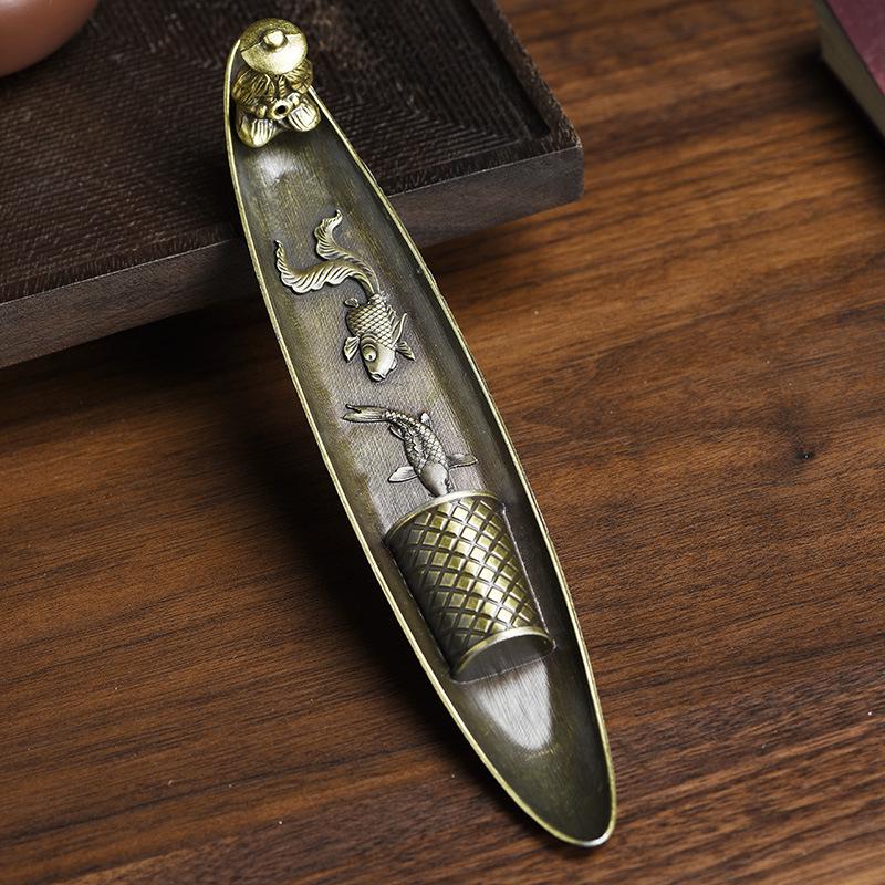 Fisherman Zinc Alloy Incense Holder - Indoor Home Tea Table Antique Stick Incense Burner