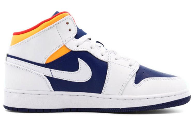 Jordan 1 Mid White Laser Orange Deep Royal Blue (GS)