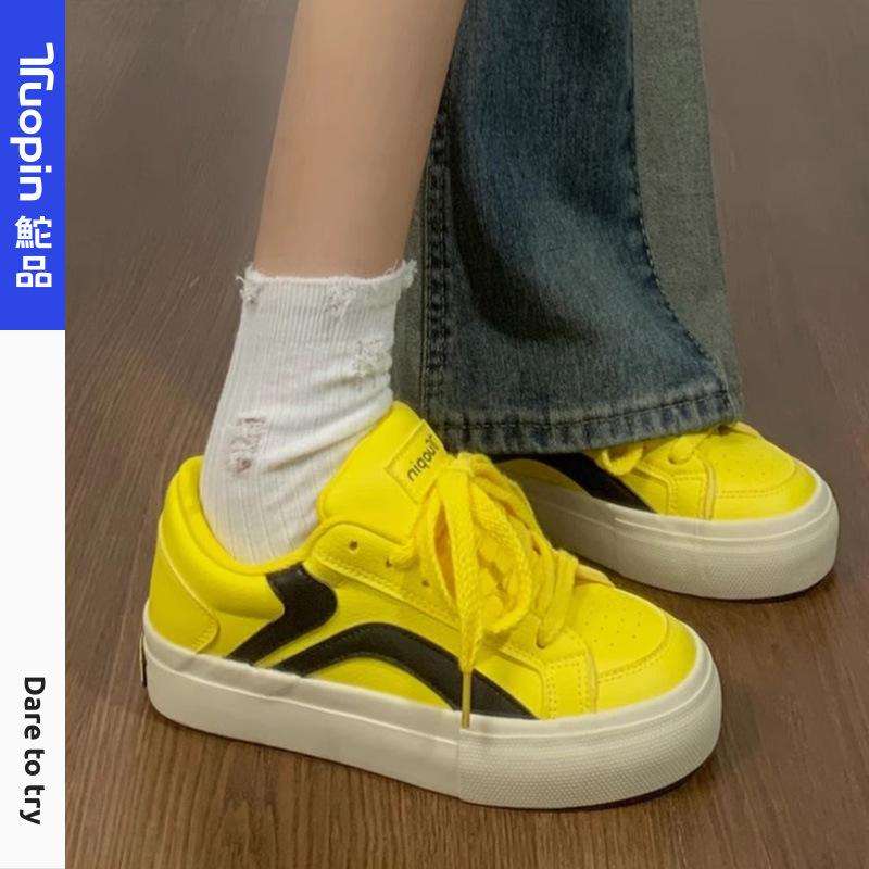 Yellow board shoes women's 2025 spring and autumn new original casual women's shoes versatile dopamine platform bread shoes
