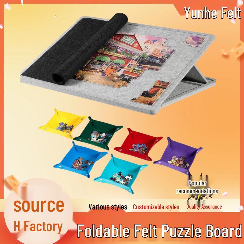 Children's Portable Puzzle Board with Stand Lid & 6 Foldable Drawers
