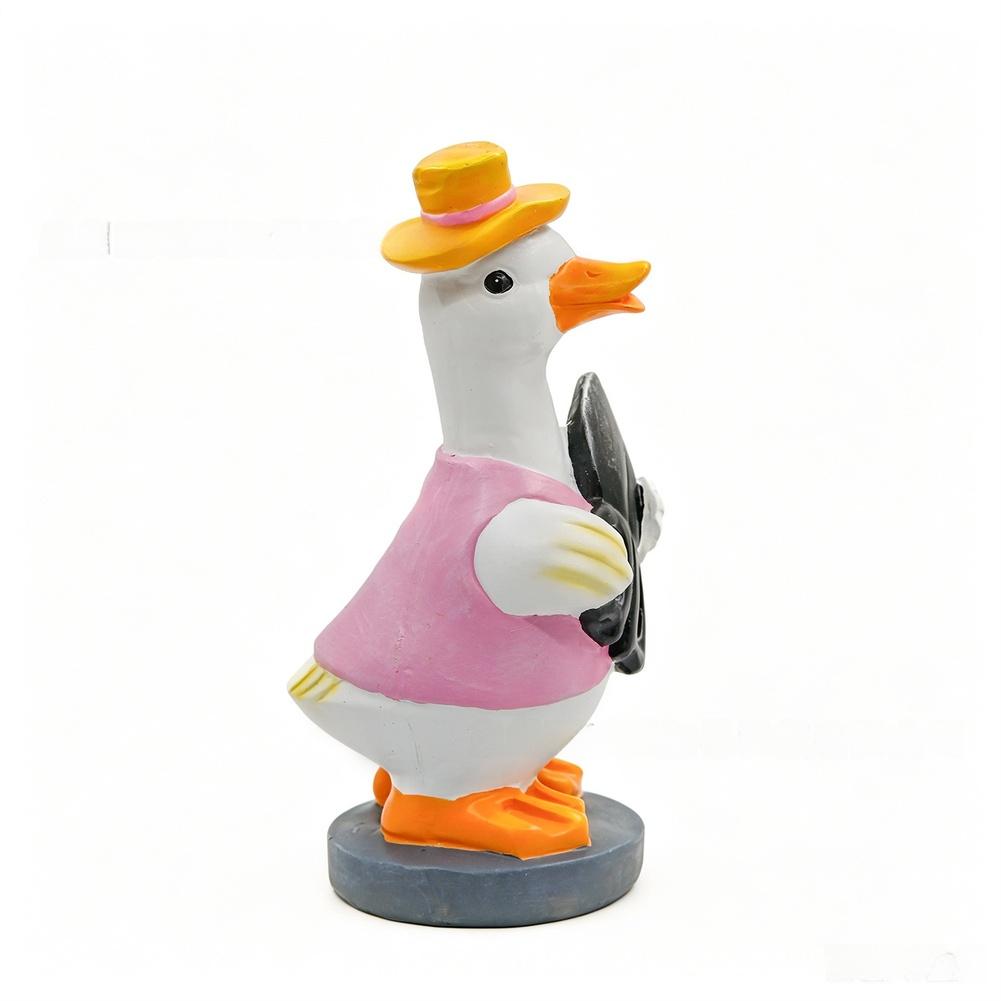 Resin Duck Outdoor Decoration for Garden Patio Balcony Farmhouse Style Rustic Ornament Synthetic Resin Lightweight 1pc