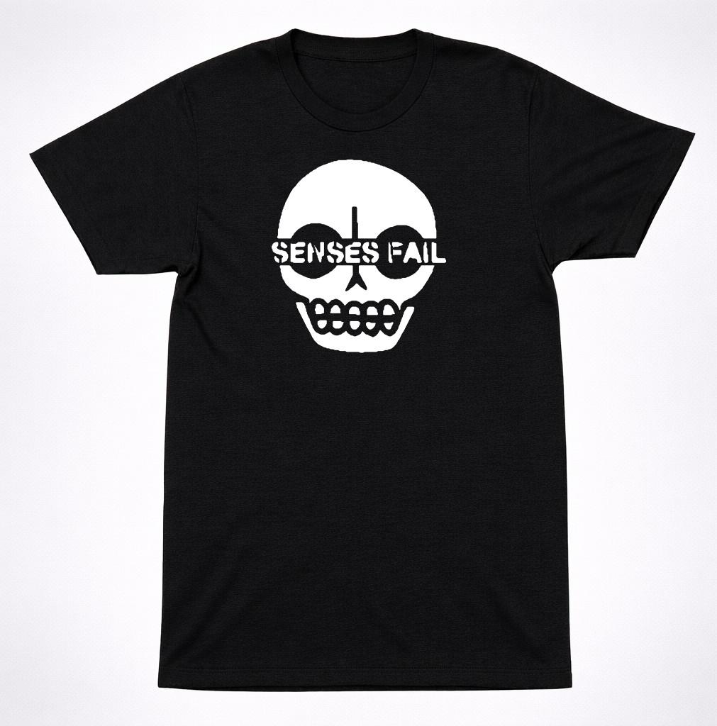 Senses Fail Skull Logo Black T-Shirt Emo Post Hardcore Band Graphic Tee S разноцветный
