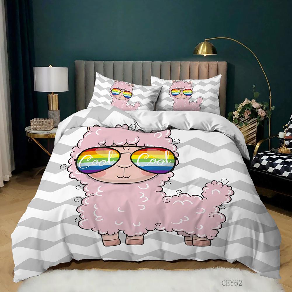 Sheep Children's Sheet Quilt Cover Digital Printing Kit Three-piece Set