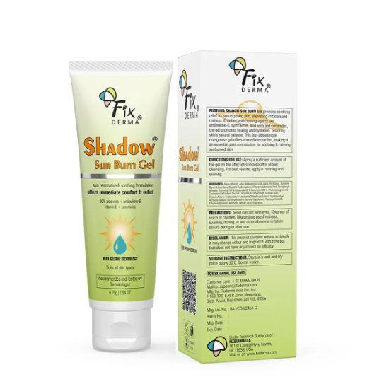 Fixderma Shadow Sun Burn Gel with 20% Aloe Vera Gel & Vitamin E | Ceramide Moisturizer | Suitable for All Skin Types - 75gm