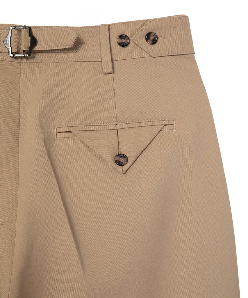 Sinkia Heritage Adjustable Double-Pleat Trousers Tan Beige