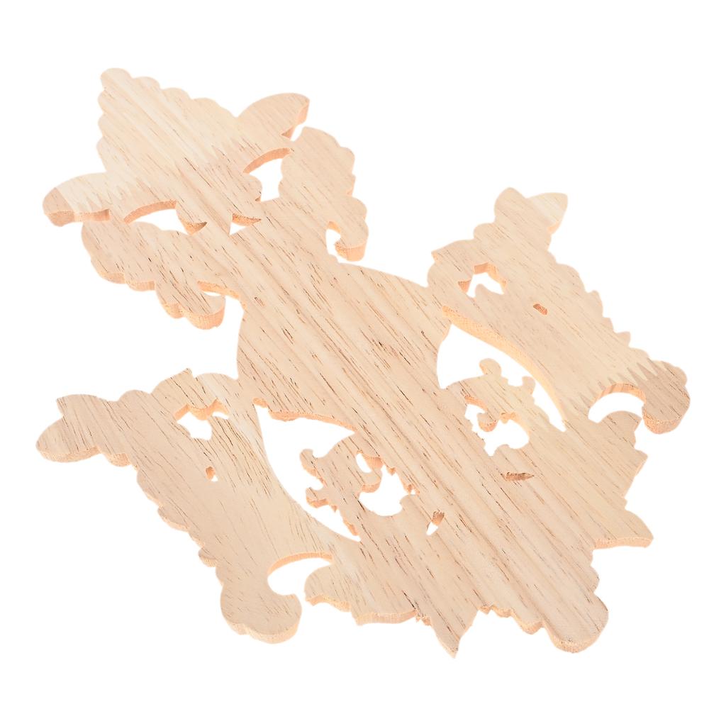 1PC Wood Appliques Onlays Center Wooden Carved Decal Unpainted Decorative Carving for Door Wall Cabinet Bed Sofa DIY Furniture