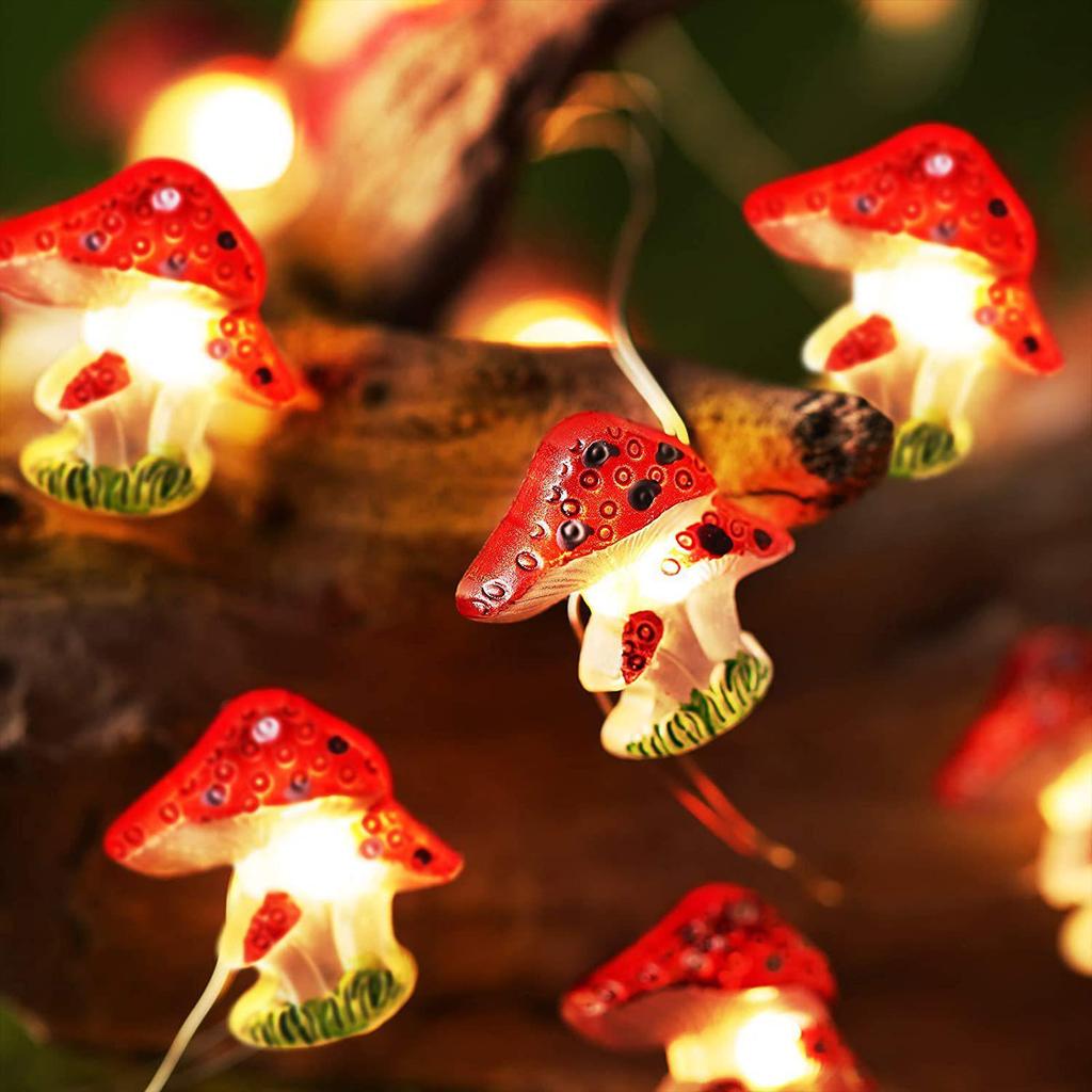 3D Mushroom Shape LED String Lights for Holiday Courtyard Decoration