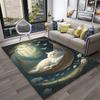 Cute Cat Flower Pastoral Cartoon Carpet Rug for Home Living Room Bedroom Sofa Doormat Decor,Kid Play Area Rug Non-slip Floor Mat