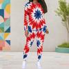 Women Plus Size Round Neck Long Sleeve Printed Top And Fitted Pants Two Piece Set