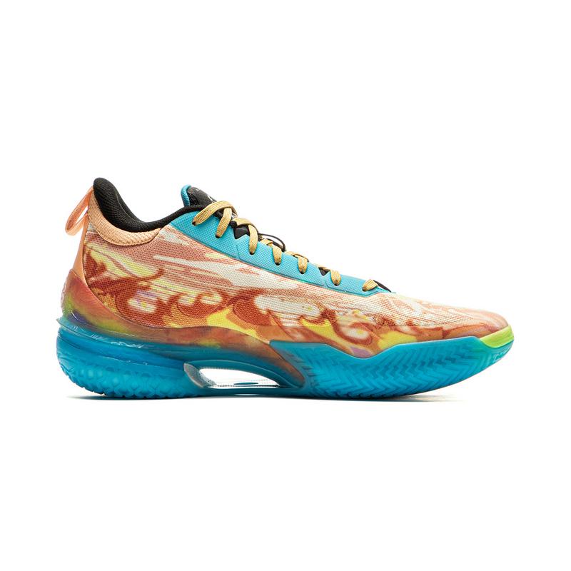 New LiNing Knife 5 Slip Resistant Rebound Coverage Performance Basketball Shoes Men's Orange Blue ABAU095-6